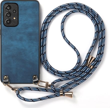 Hybride Backcover met Verstelbare/Afneembare Schouderband + Screenprotector voor Galaxy A53 _ Blauw
