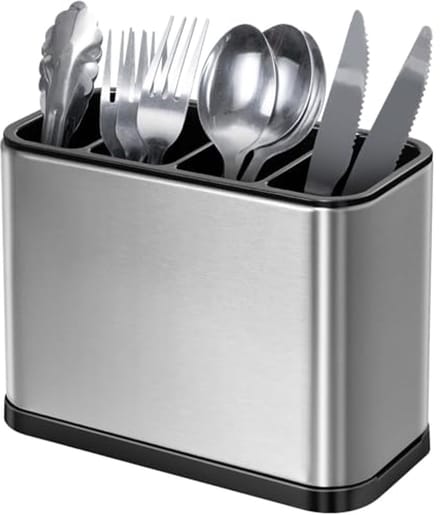 RVS Bestekhouder met 4 Compartimenten - Keuken Organizer met Antislip Afwaterend Ontwerp