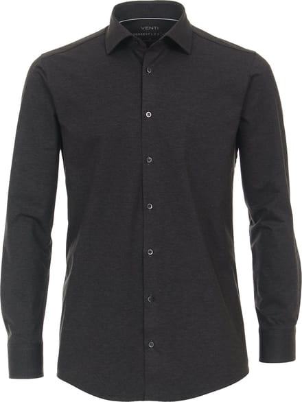 VENTI modern fit overhemd - jersey - antraciet - Strijkvriendelijk - Boordmaat: 45