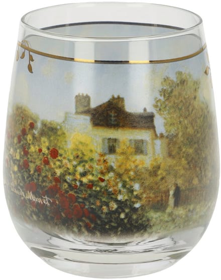 Goebel - Claude Monet | Windlicht / Theelicht Het Kunstenaarshuis | Glas - 10cm - waxinelicht houder - 2 stuks