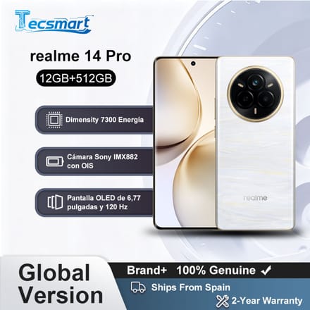 Globale versie Realme 14 Pro 5G smartphone, 5G Dimensity 7300 processorchipset, Sony IMX882 camera met OIS-scherm 8Gb 256Gb White