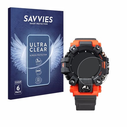Savvies - Screenprotector voor Casio G-Shock GW-9500 - Folie Beschermfolie transparant 6 Stuks