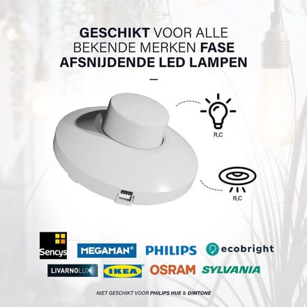 Vloerdimmer geschikt voor LED Wit 0-50W - EcoDim
