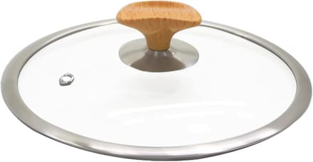 Pannendeksel Glas - Universeel Deksel - Koken en Sudderen - Met Stoomgat - 30cm Diameter - Transparant