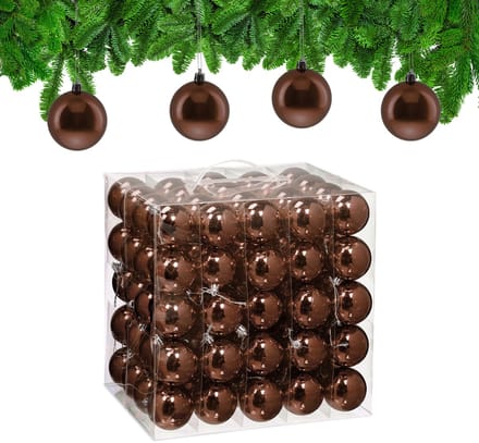 kerstballen set van 100 - Ø 6 cm - glanzend - kunststof - bruin