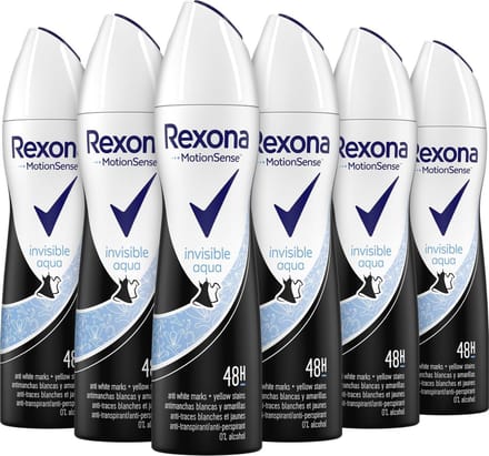 Rexona Invisible Aqua Deodorant - 6 x 150 ml - Voordeelverpakking