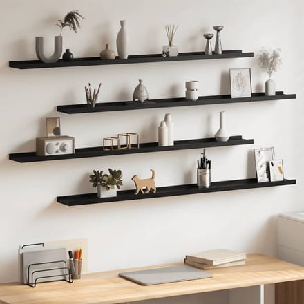vidaXL - Wandschappen - 4 - st - 115x9x3 - cm - zwart
