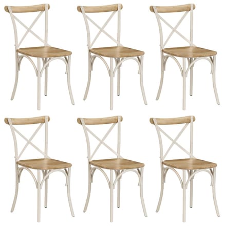 vidaXL - Kruisstoelen - 6 - st - massief - mangohout - wit