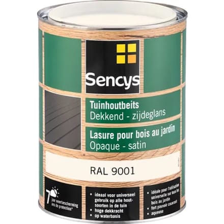 Sencys Tuinhoutbeits Dekkend Zijdeglans Ral9001 2,5l