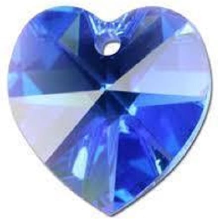 Swarovski Elements, hart 18x18mm, sapphire AB met zilverfoil rug (6202), per stuk