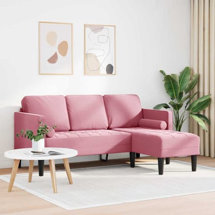 vidaXL - Bankstel - met - kussen - Roze - Polyester