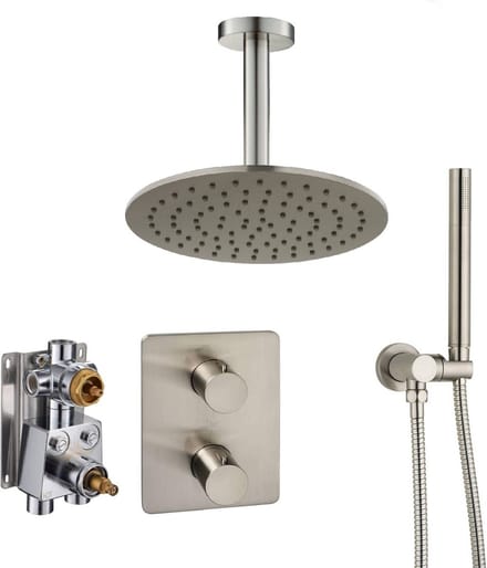 Ben Lavion 250 inbouw regendoucheset met plafondaansluiting Ø25cm RVS-look