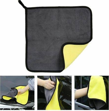 *** Premium Microvezel Auto Droogdoek - 30cm x 30cm -Poetsdoek- Duurzaam – geel/grijs - van Heble®***