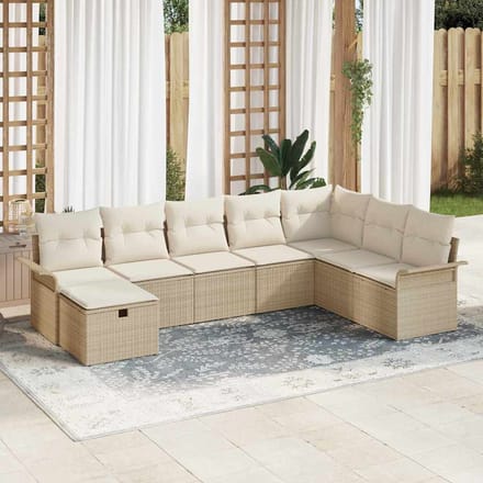 vidaXL - Tuinbank - Set - 8 - st - Beige - en - Crème - poly - rattan