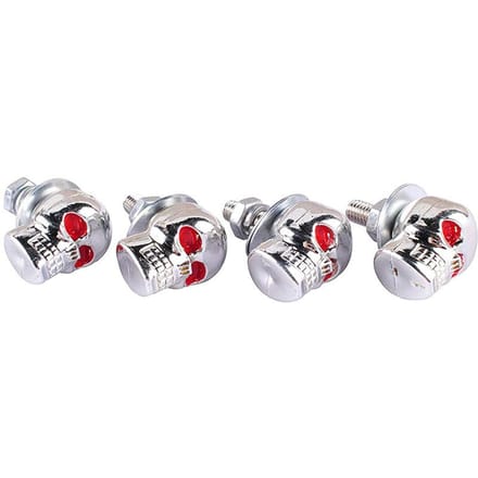 Lot de 4 vis de fixation pour plaque d'immatriculation de moto squelette 3D argenté