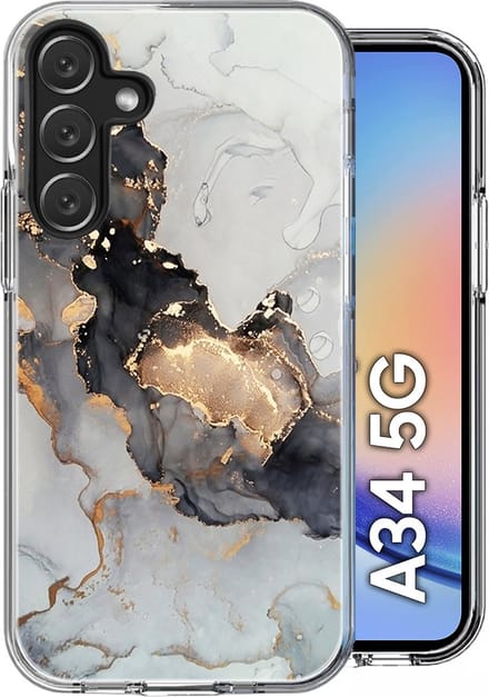 Hoesje geschikt voor Samsung Galaxy A34 - Back Cover Marmer Siliconen Case Wit