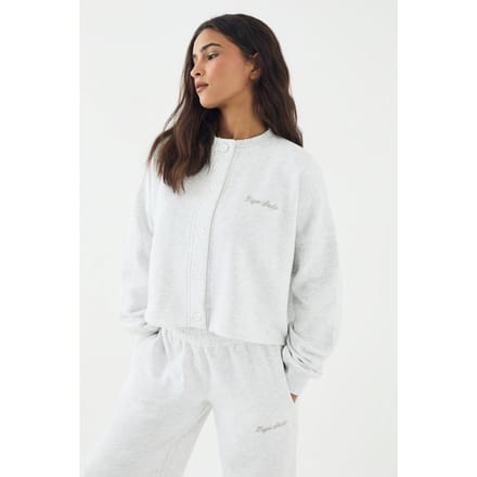 Dames DSGN Studio Doorknoop Cardigan Sweatshirt | Asgrijs | Maat: Medium