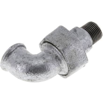 90° L-Koppeling Aansluiting 3/8'' Buitendraad R X Binnendraad Rp Gietijzer Conische Afdichting 25bar
