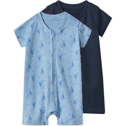 LUPILU Set van 2 baby pyjama's (Donkerblauw/lichtblauw, 50/56)