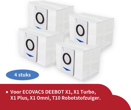 Replacements® Stofzuigerzakken geschikt voor Ecovacs Deebot X1 - 4 st