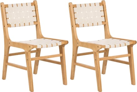 HUMBLE - Eetkamerstoel set van 2 - Lichtbruin/Beige - Rubberhout