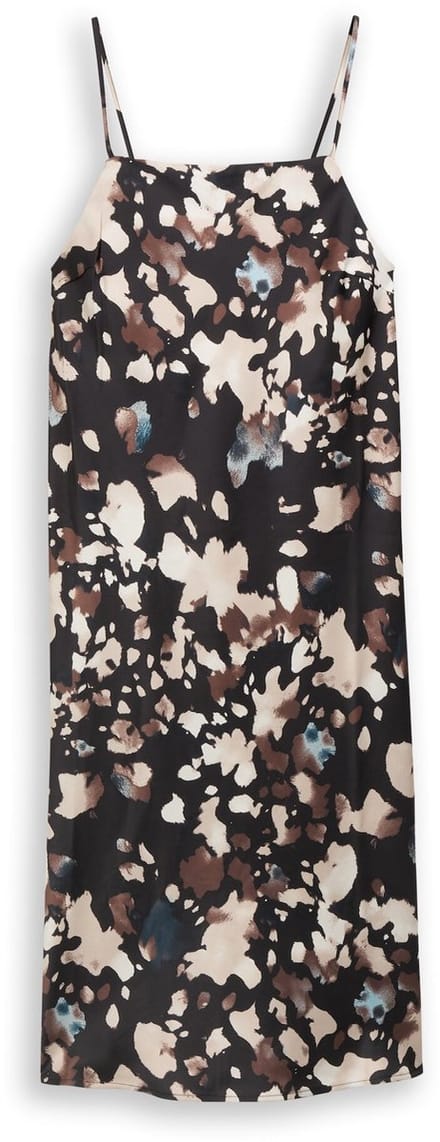 Tom Tailor Denim - Satijnen midi-jurk met patroon - Maat M - abstract print