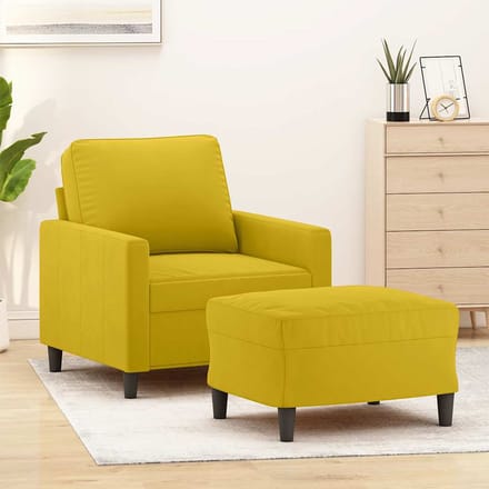 vidaXL Fauteuil met voetenbank 60 cm fluweel geel