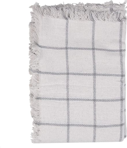 Clayre & Eef Plaid 125x150 cm Wit Grijs Katoen Strepen