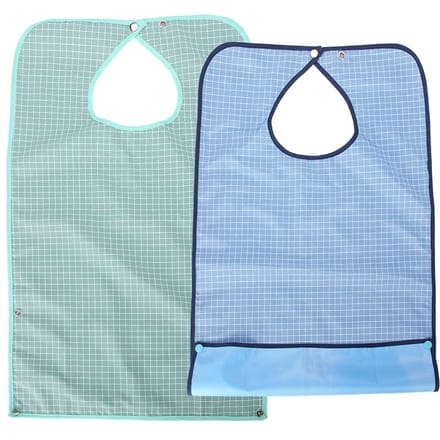 Volwassen Waterdichte Eetkleding Dubbele Laag Ouderen Eetkleding Beschermer white