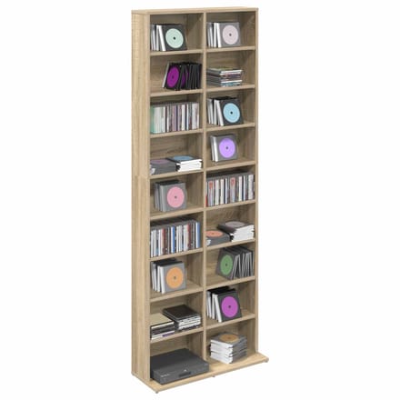 vidaXL - CD - Kast - Sonoma - Eiken - 65 - x - 23,5 - x - 175 - cm - Bewerkt - hout