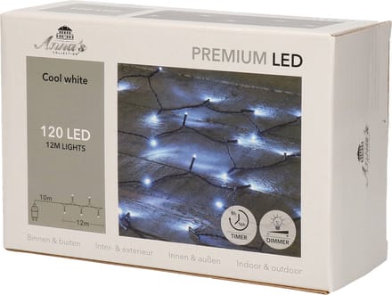 Anna's Collection Kerstverlichting - helder wit - 120 leds - 12 meter - dimmer - timer - IP44 - lichtsnoer