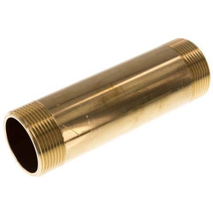 G 1 1/2'' Messing Dubbele Pijpnippel 16 Bar DIN 2982 - 150mm - FL2S-M-B-112G-150L