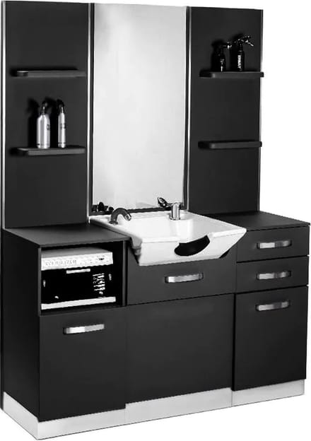 Gabbiano kappersconsole - wasbak- wasunit - kapperswasbak-zwart