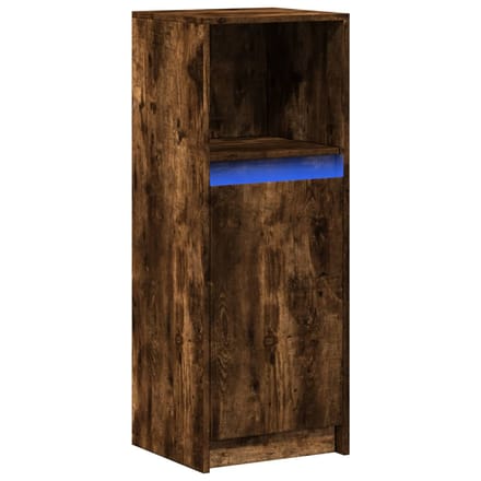 vidaXL - Dressoir - met - LED - 38x34x100 - cm - bewerkt - hout - gerookt - eikenkleurig