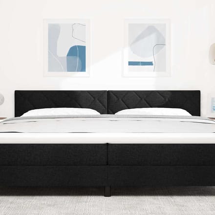 vidaXL - LED - Hoofdbord - Zwart - Stof