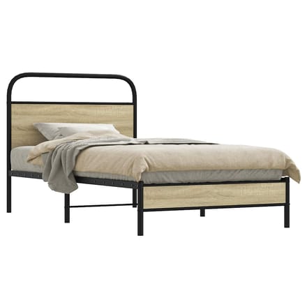 vidaXL - Bedframe - zonder - matras - bewerkt - hout - sonoma - eikenkleur - 107x203cm