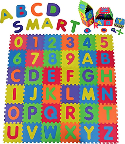 Puzzelmat Kinderen - Speelmat Cijfers Letters - Veilig Spelen - 36 Delig CE Certificaat - 10 x 5 cm - Polygon