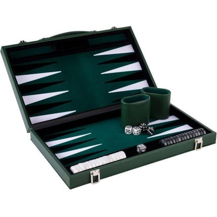 Backgammon Luxe 18 Inch ENGELHART - Opvouwbare Koffer Kunstleer en Vilt - Traditioneel Spel voor 2 Spelers - Cadeau-idee wit