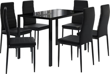 Vicco Grand Eettafel set – 120 x 75 cm Set van 6 Zwart