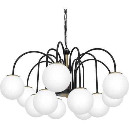 Luminex Cambridge 3201: Grote 12-lamps kroonluchter met glazen bollen