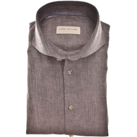 John Miller Overhemd Luxury Linen Bruin / male