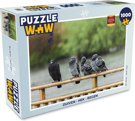 Puzzel Duiven - Hek - Regen - Legpuzzel - Puzzel 1000 stukjes volwassenen