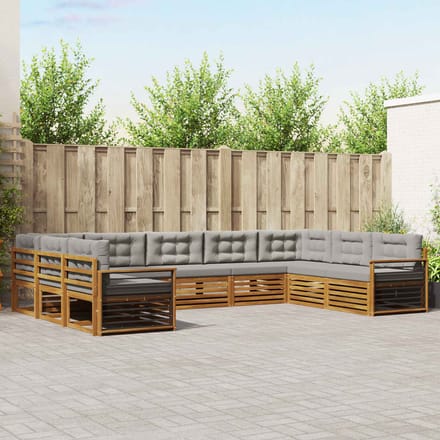vidaXL - Buiten - bank - set - 9 - st - Natuurlijk - en - Licht - Grijs
