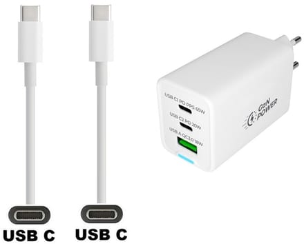 OneOne 65W super snellader met 3 poorten. Oplader met Sterke 3,0m USB C naar C kabel. PPS GaN PD lader adapter past op Redmi 13, Note 10 Pro, Note 11, Note 12, Note 12 Pro, Note 13, Note 13 Pro, Note 13 Pro +, Note 14, Note 14s, Xiaomi