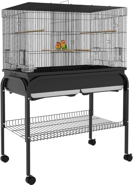 PawHut-Vogelkooi-85x49x119cm-Staal-Zwart