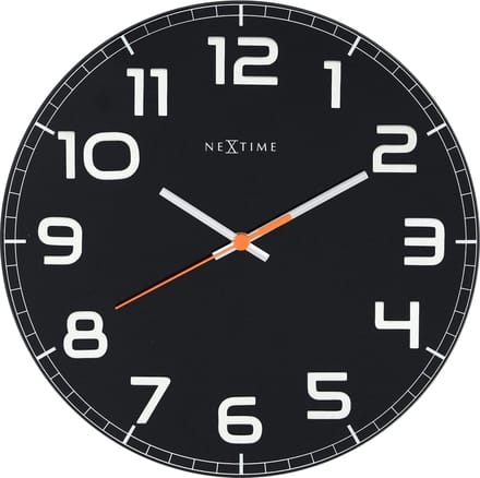 NeXtime - Wandklok - 30 x 3.5 cm - Glas - Zwart - 'Classy Round'