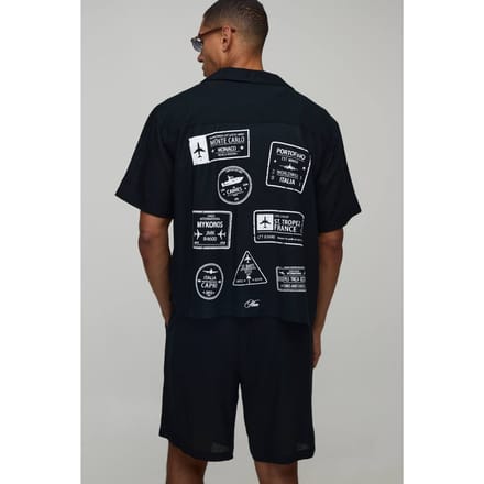 Reiszegel Linnen Blend Regular Fit Korte Broek Set | Black | Size Medium