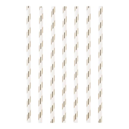 AMSCAN - 12 witte en koperkleurige kartonnen rietjes - Decoratie > Rietjes
