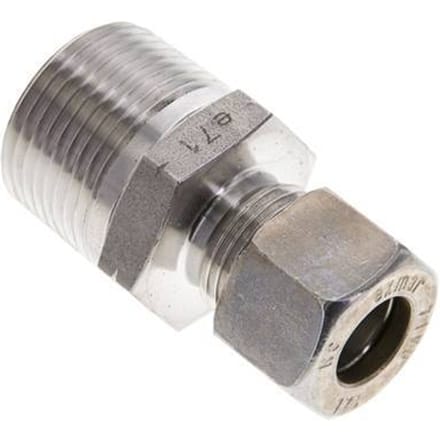 3/4'' NPT Buitendraad x 12L RVS Rechte Knelfitting 315 Bar DIN 2353 - FL2S-MO-ST-034N-12-L