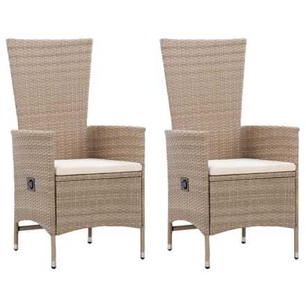 vidaXL - Tuinstoelen - 2 - st - met - kussens - poly - rattan - beige